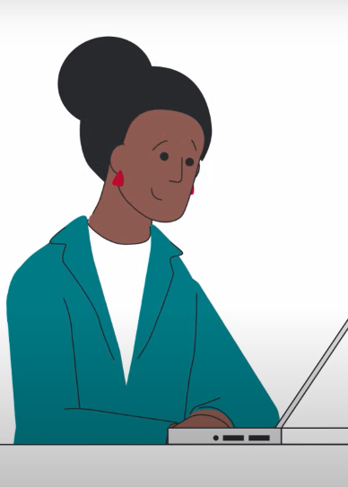A screenshot from the linked video of a teacher.
