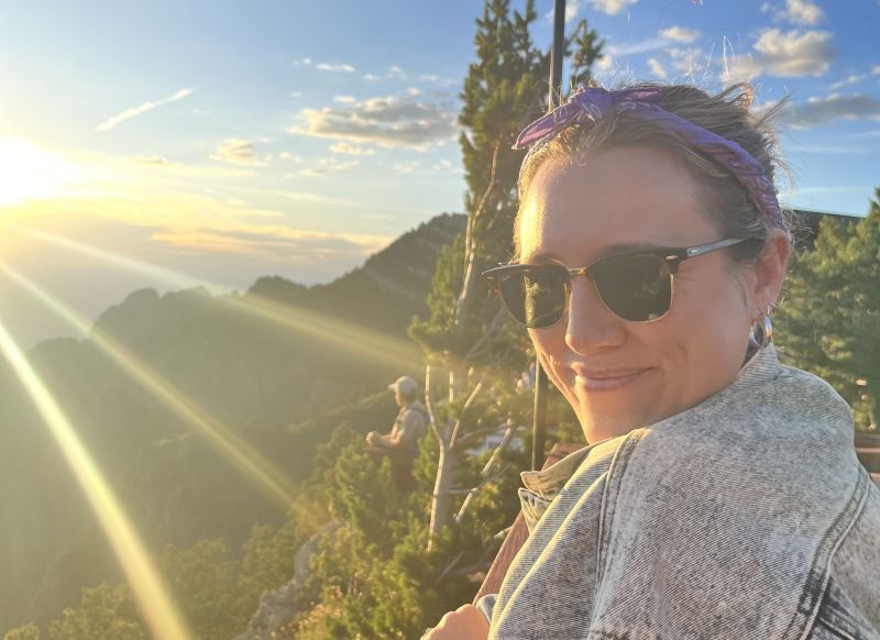 Jess Jones stands on Sandia Peak, in Albuquerque, New Mexico.