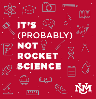 The cover of the It's Probably Not Rocket Science podcast at The University of New Mexico.